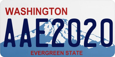 WA license plate AAE2020