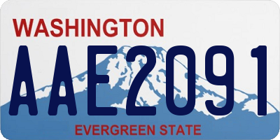 WA license plate AAE2091