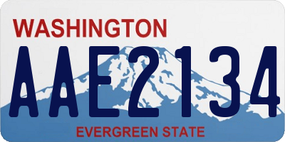 WA license plate AAE2134