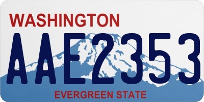 WA license plate AAE2353