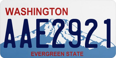 WA license plate AAE2921