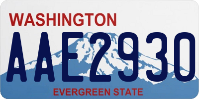 WA license plate AAE2930
