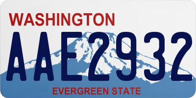 WA license plate AAE2932