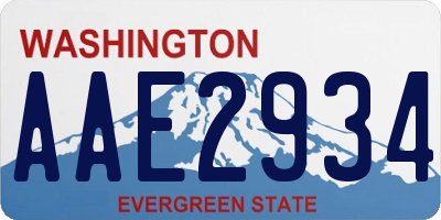 WA license plate AAE2934