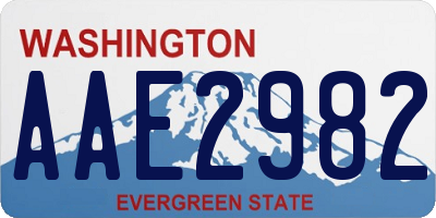 WA license plate AAE2982