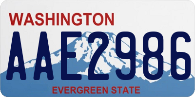 WA license plate AAE2986