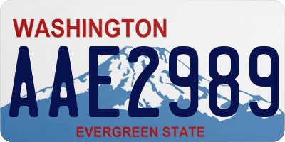 WA license plate AAE2989