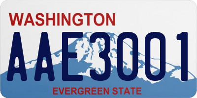 WA license plate AAE3001