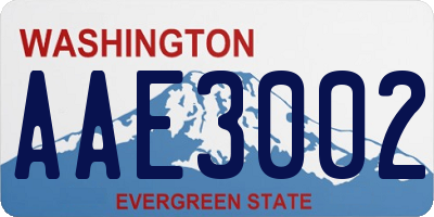 WA license plate AAE3002