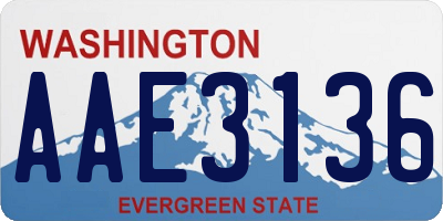 WA license plate AAE3136