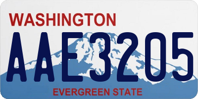 WA license plate AAE3205