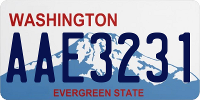 WA license plate AAE3231