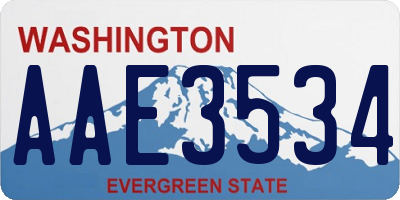 WA license plate AAE3534