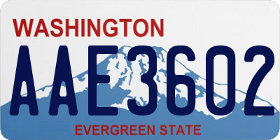 WA license plate AAE3602