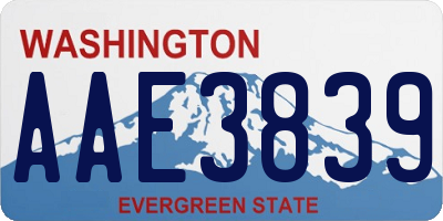 WA license plate AAE3839