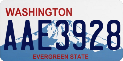 WA license plate AAE3928