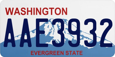 WA license plate AAE3932