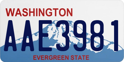 WA license plate AAE3981