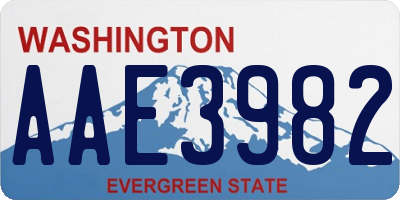 WA license plate AAE3982