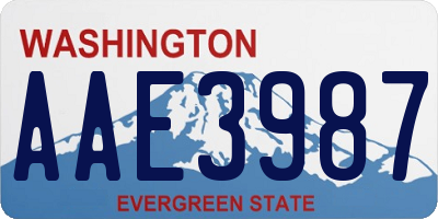 WA license plate AAE3987