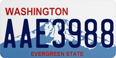 WA license plate AAE3988