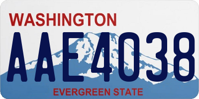 WA license plate AAE4038