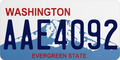 WA license plate AAE4092