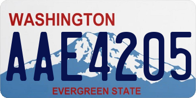 WA license plate AAE4205