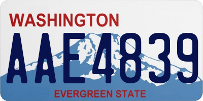 WA license plate AAE4839