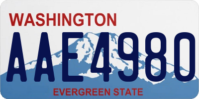 WA license plate AAE4980