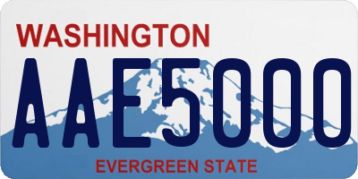 WA license plate AAE5000
