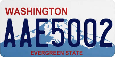 WA license plate AAE5002