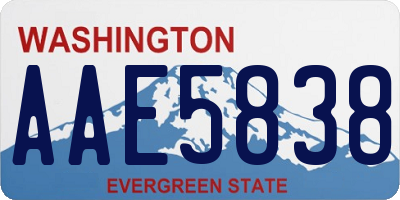 WA license plate AAE5838