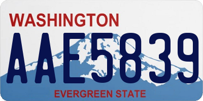 WA license plate AAE5839
