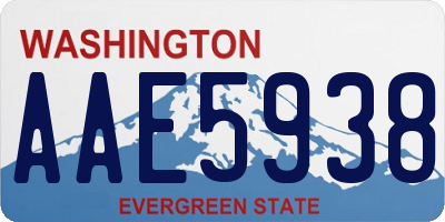 WA license plate AAE5938