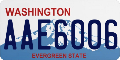 WA license plate AAE6006