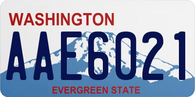 WA license plate AAE6021