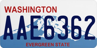 WA license plate AAE6362