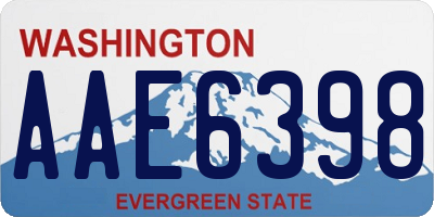 WA license plate AAE6398