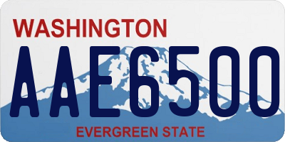 WA license plate AAE6500