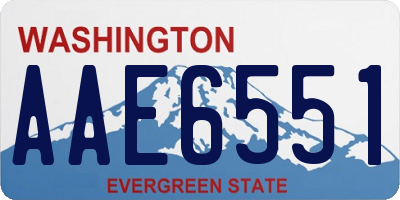 WA license plate AAE6551