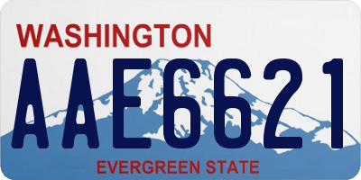 WA license plate AAE6621
