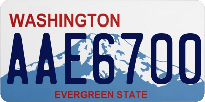 WA license plate AAE6700