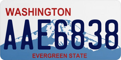 WA license plate AAE6838