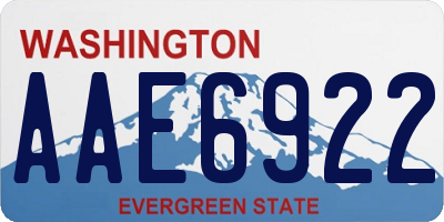 WA license plate AAE6922