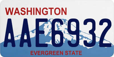 WA license plate AAE6932
