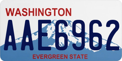 WA license plate AAE6962