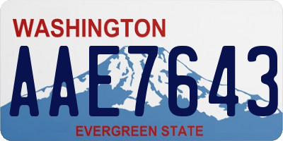 WA license plate AAE7643