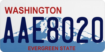 WA license plate AAE8020