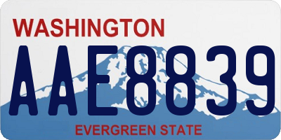 WA license plate AAE8839